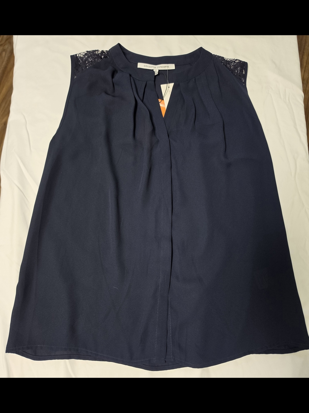 Coldwater Creek Navy Lace-Yoke Sleeveless Skirt